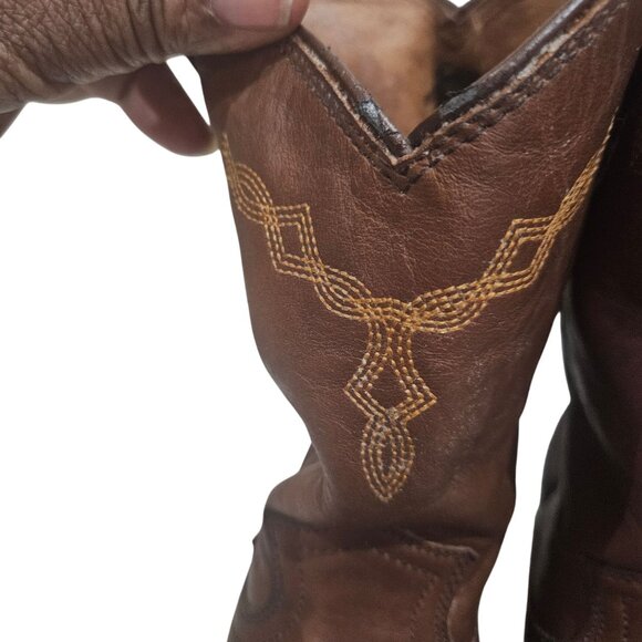 Justin Womens Brown Leather Western Boots With Embroidered Design Size 9 B Durab - Picture 2 of 11